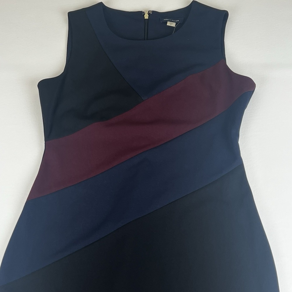 Tommy Hilfiger Asymmetric Sheath Dress Red, Blue, Black Size 6